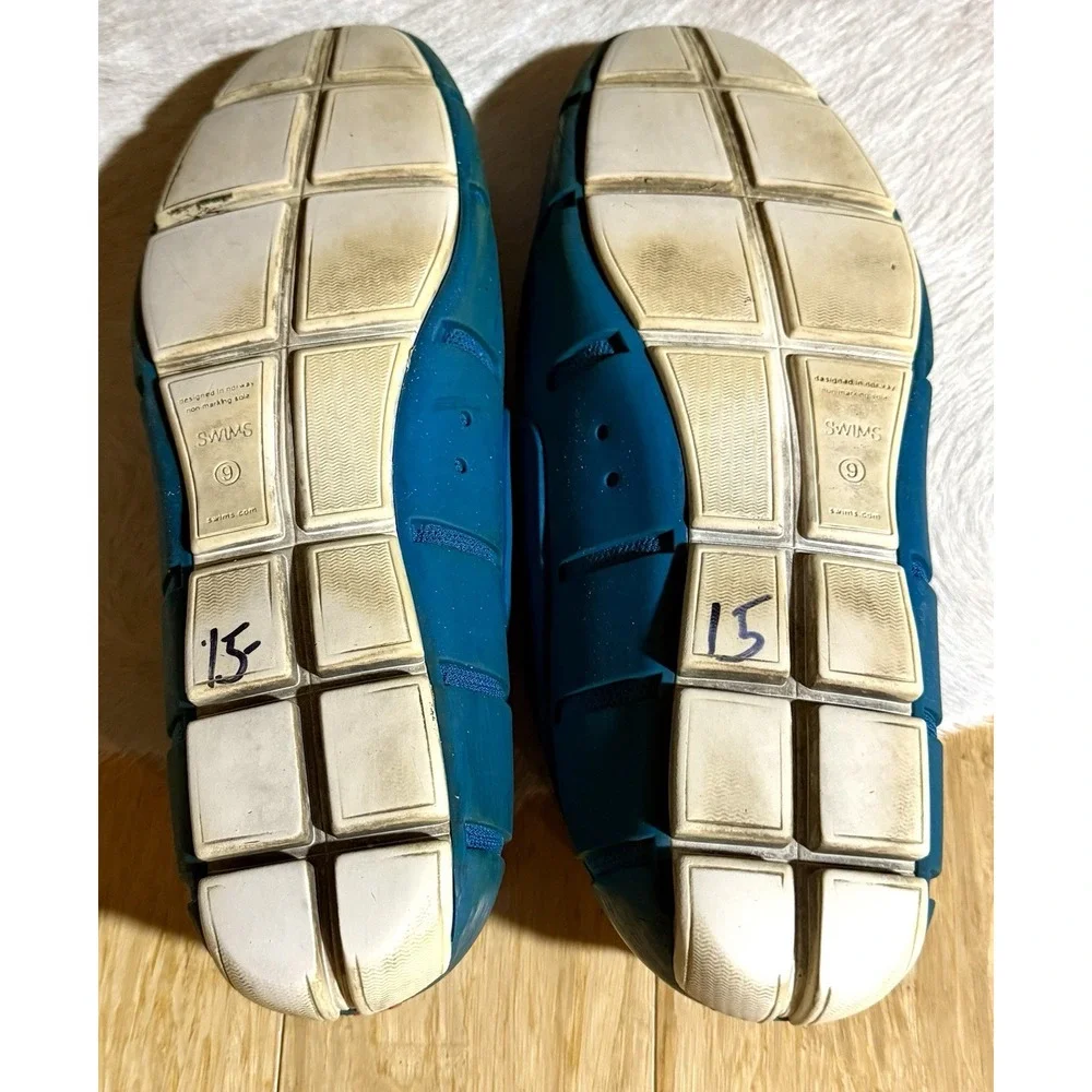Swims Striped Venetian Loafers Boat Shoe Water Moccasin Men's SlipOn Size 9 Blue
